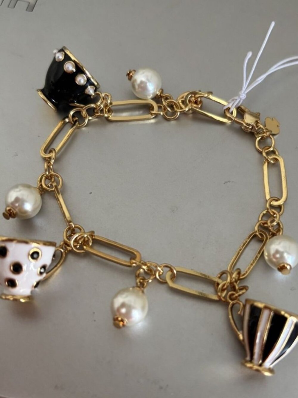 Kate Spade Women's Black & White Teacup Bracelet